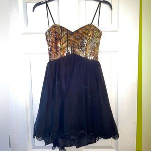 Black and Gold Sequined Dress